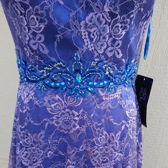 Bonny Prom Dress sz 12 Maxi Lace Jeweled Purple Fairy Romantic Modest Boho NEW‎ - Picture 3 of 10